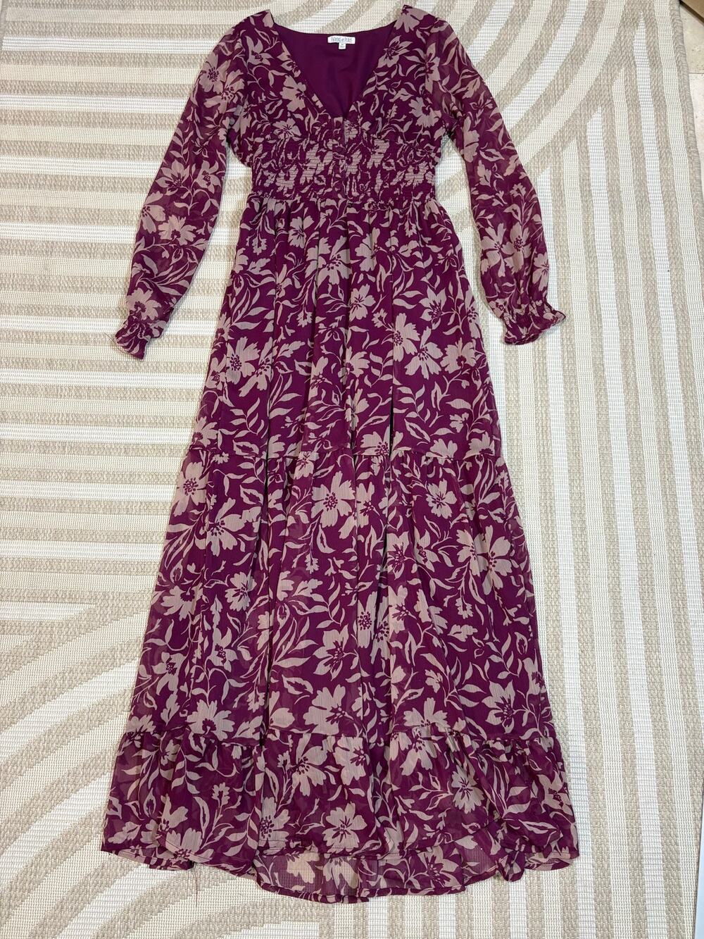Patrons Of Peace Women's XS Maxi Purple Floral Boho Dress